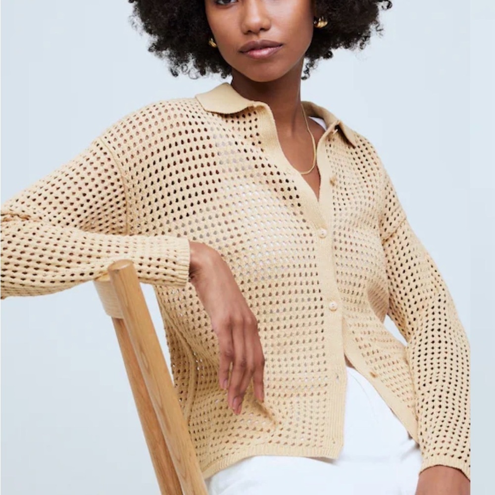 NWOT Madewell Tan Open-Knit Sweater